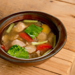 近江シャモと根菜のスープ